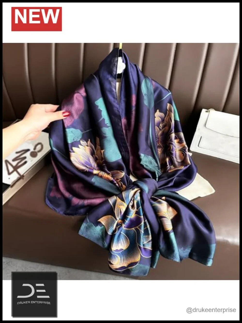 Satin Scarf for Women, Large Shawl Wrap, Lightweight Silk Feel, Hand Wash